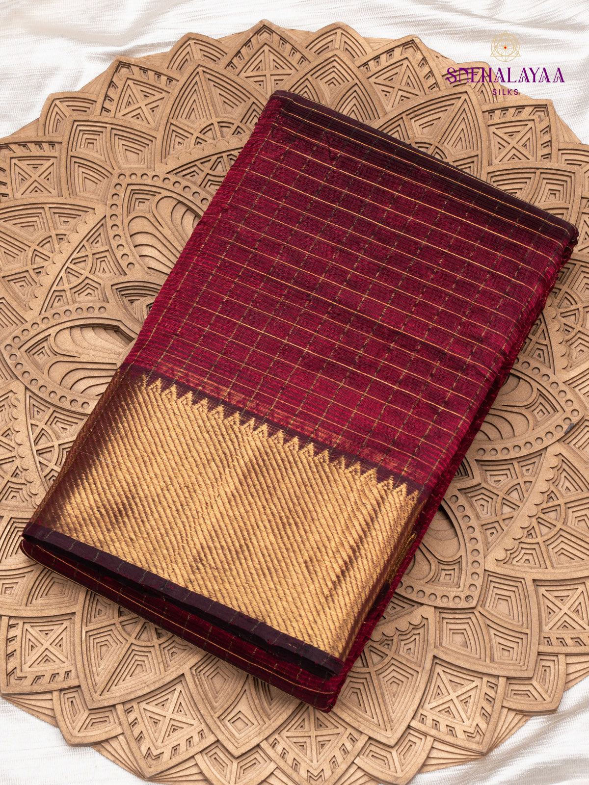 Maroon Mangalagiri Silk Cotton Saree